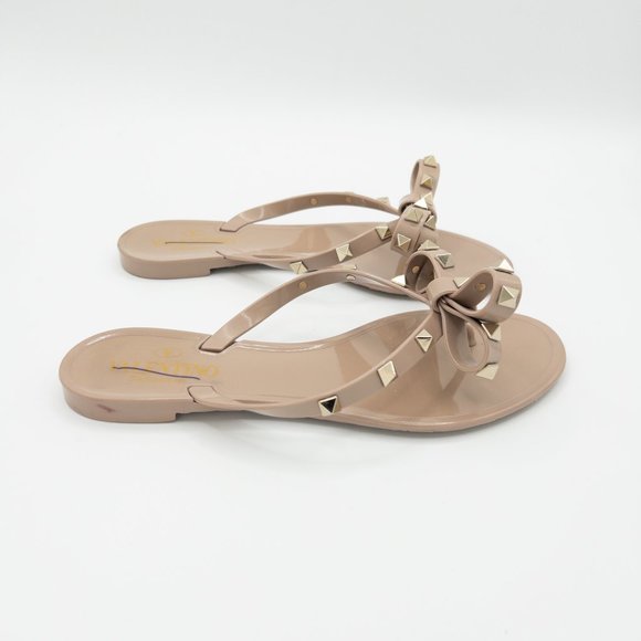 Valentino Garavani Rockstud PVC Flat Thong Sandals - Picture 4 of 9